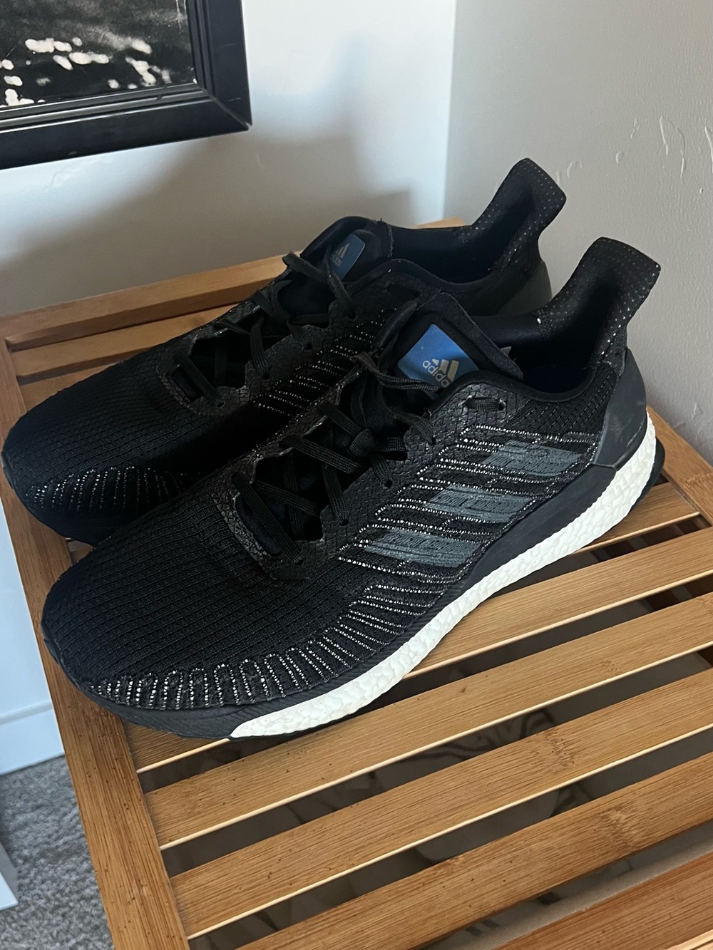 adidas Black Athletic Running Shoes with White Midsole